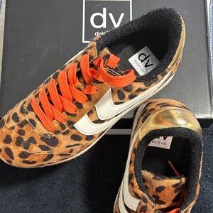 Dolce Vita Animal Print Sneakers with Orange and Gold